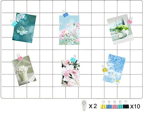 Eisen Gitter der Foto Wand einfache Dekoration Plaid kreative Memo an der Wand Hängen in der Familie, Küche, Büro und so weiter(Weiß, 65 * 45cm)/DIY(Upgrade product)