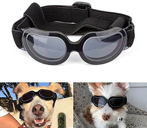 NAMSAN Hundesonnenbrille UV-Schutz Wasserdicht Winddicht für Doggy Puppy Katzen mit Verstellbaren Trägern und Weichem Rahmen