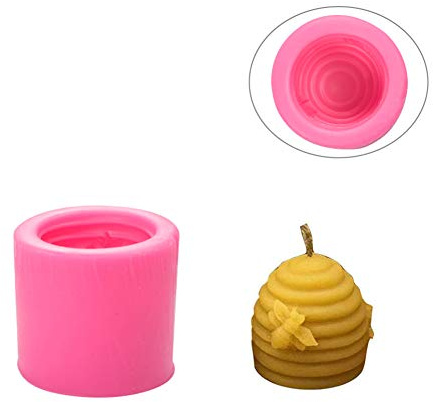 WANDIC Moldes de silicona de fundición, 1 molde de vela de abeja 3D, molde de silicona cilíndrico para velas, manualidades (abeja)