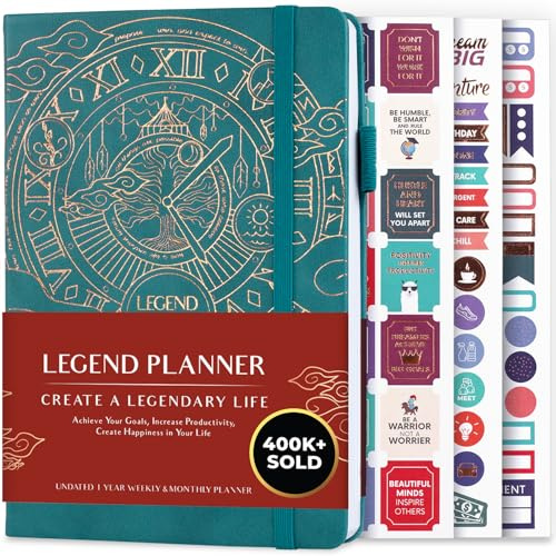 Legend Planner – Weekly & Monthly Life Planner to Hit Your Goals & Live Happier. Organizer Notebook & Productivity Journal. A5 (Dark Teal)