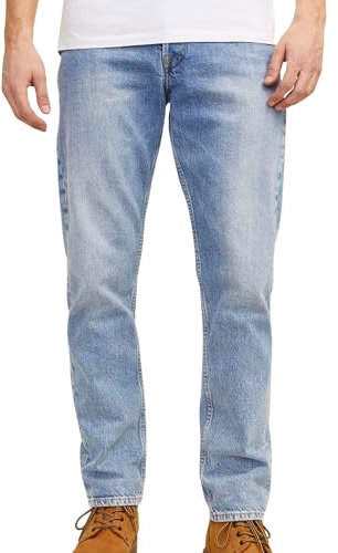 JACK & JONES Straight Leg Jeans Loose Fit Relaxed Denim Vintage Style mit Knopfleiste JJICHRIS JJORIGINAL, Farben:Blau,Größe Jeans:W27 L30,Z - Länge L30/32/34/36/38:L30