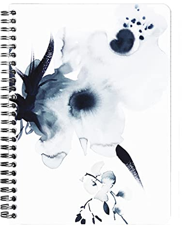 Clairefontaine 115928C - Spiral Notebook Floral Pattern in Blue - A5 14.8x21cm 120 Lined Pages Paper 90g 6 Pockets Inkebana Collection 4 visuals, ast delivery