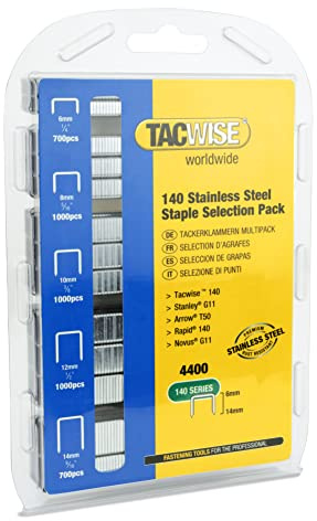 Tacwise 1341 Urvalspaket med Typ 140/6–14 mm Kraftig Fintrådsklammer i Rostfritt Stål, Förpackning med 4400