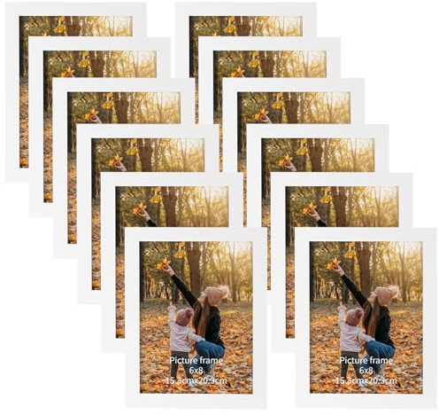EXYGLO White 8x6 Photo Frame Set of 12, Multiple 8x6 Picture Frames with PS Surface, 6x8 Photo Frame for Wall & Tabletop Display