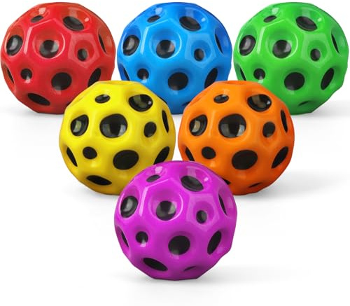 Moon Stress Bouncy Foam Ball Space Balls for Kids, Fidget Toy, Stress Relief Toys, Super High Bouncing Balls, Bouncy Ball, Jumping Galaxy Sensory Ball Holiday Stocking Stuffer 6 Pack