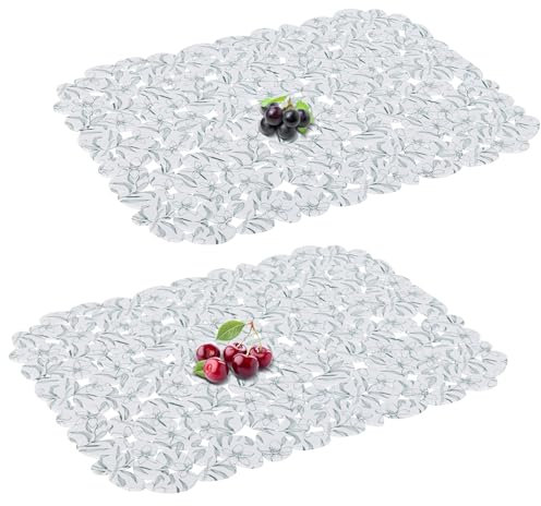 Top-spring Spülbeckenschutzmatte, 2 Stück, Küchenspülematte für Keramik-/Edelstahl-Spülen, zuschneidbar, 30 x 40 cm, Blumendruck