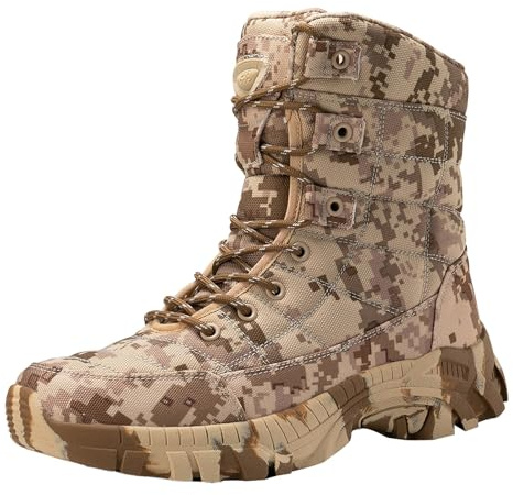 Bottes militaires pour homme - Style camouflage - Pour le désert - Imperméables - Pour la chasse, le désert, le trekking, l'alpinisme, kaki, 42