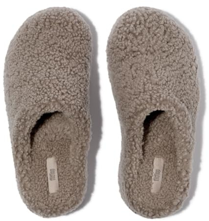 Fitflop Zuecos Shuv rizados de oveja para mujer, marrón, 37 EU