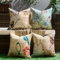 Outdoor Kissenbezüge 40x40 Sommer Kissenbezug wasserdichte Kissenhülle Vogel Blumen Muster Dekokissen Sofakissen Dekorativ Couchkissen Bezug für Sofa Wohnzimmer Balkon Garten 45x45 cm
