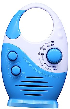 NUOBESTY Bärbar liten Am/fm duschradio med upphängningshål badrumsradio för bil sovrum och resor blå