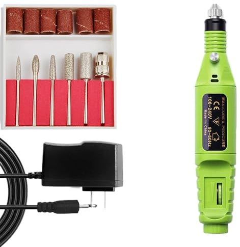 Lucidatore per unghie, elettrico e pratico, strumento per lucidatura a velocità regolabile (verde)