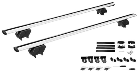 Baca Coche Portaequipajes Universal 53 Pulgadas Portaequipajes Techo con Barras Transversales Plateadas Soporte Riel para Automóviles Camiones Y SUV 4 Puertas
