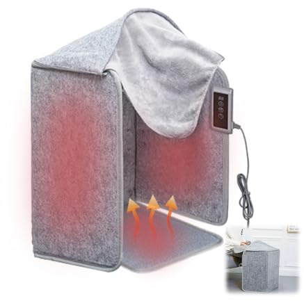 WRQIOO Panneau Chauffant Infrarouge, 50x100 cm Chauffage Infrarouge de Bureau Pliable, 5 Niveaux de Chauffage et 6 Réglages de Minuterie, Chauffage Sous le Bureau convient au Bureau et à la Maison