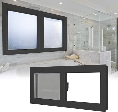 Basement Sliding Windows Shed Replacement Window 21 24 26 28 30 32 34 36 38 40 Aluminum Bathroom Slider Windows with ScreenWindow for House Shed Basement Kitchen(Black,35x18)