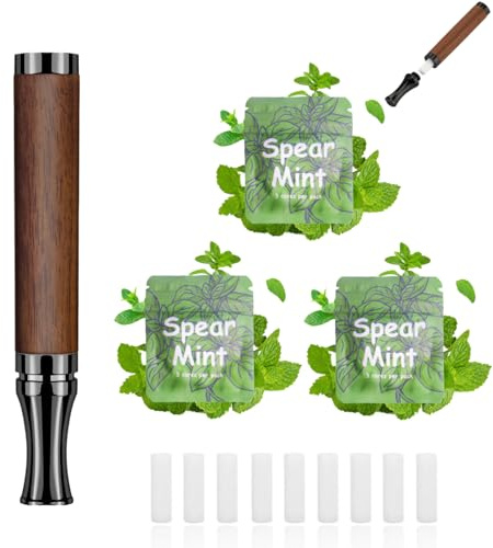 ADASTONE Prominent Flavored Air Device to Replace Bad Habit with 9 pcs Refillable Mint Pods, Habit Support Device for Stress Relief Sensory Fidget for Adults (Rosewood)