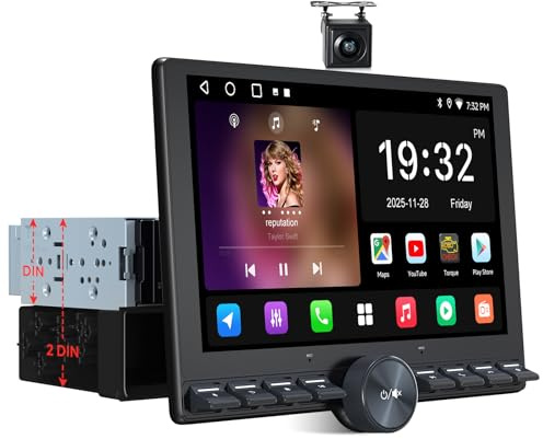 ATOTOZONE A5L FlexView 10.1 Single Din & Double Din Car Stereo with Floating Screen, Wi-Fi/USB Tethering, ChatGPT AI, Wireless CarPlay Android Auto, Internet Radio, 24EQ DSP, Backup Camera