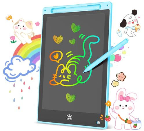 Tableta gráfica LCD Escritura Colorida, Pizarra Digital Borrable con Botón Eliminar y Bloqueo de Pantalla, Juguete Educativo y Regalo de Cumpleaños y Navidad (Azul, 12 inch)