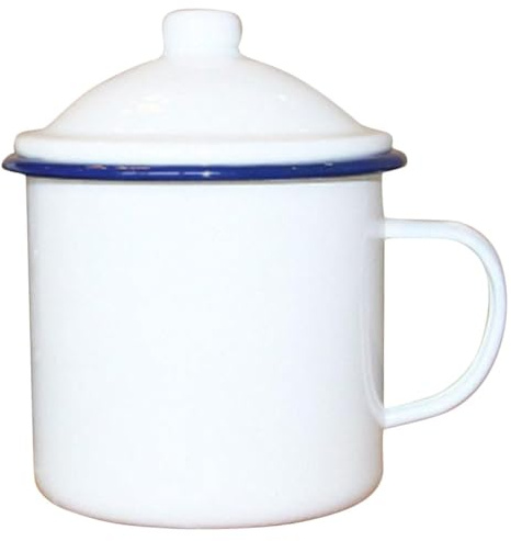 NIYANGLE Gobelet Émaillé Vintage 450 Ml, Tasse de Camping en Émail Blanc Épais, Résistant la Rouille, pour Pique-niques, Randonnées et Activités de Plein Air