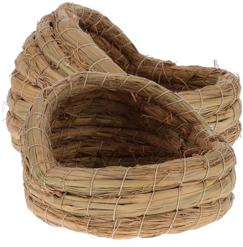 HOOWIFFY Lot de 2 nids de poules tissés en paille tissée pour animaux de compagnie - 15 cm - Lieu de pondoir naturel pour petits poules et oiseaux