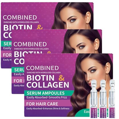 Ampolla de hidratación profunda para alisar el cabello Fizzy & Voluming, Serum Strengthening con colágeno hidrolizado, hidratante para el cabello, aceite de refuerzo de biotina, deja en acondicionador