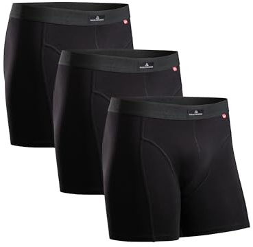 DANISH ENDURANCE Boxer Homme, Calecon Homme en Coton Ultra Doux avec ou sans Braguette, Lot de 3, Noir, S