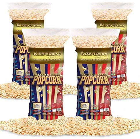 MacCorns - Salted & Sweet Popcorn Mix | 4 x 2.7kg Bulk Packs | Traditional Freshly Popped Popcorn for Any Event - FREE FROM: GM - Sesame - Nuts - Dairy - Gluten - Allergen FREE !