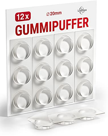 LouMaxx Tampons transparents - 12 pièces Ø 20 mm - tampon porte autocollant avec maintien extra fort - amortisseur porte Premium contre les rayures, les bruits et les vibrations