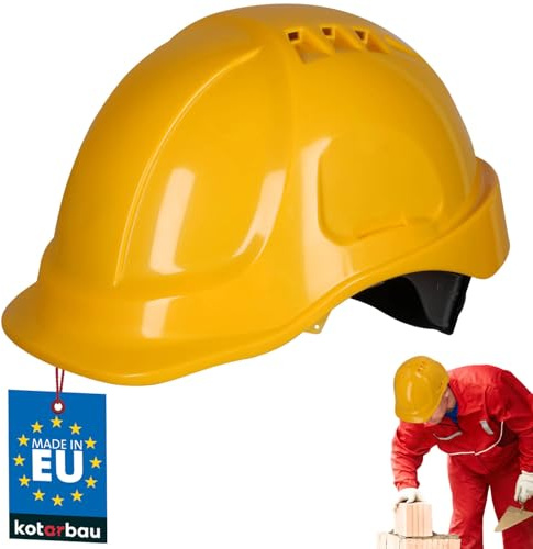KOTARBAU® Elmetto Antinfortunistica - Plastica - Giallo - Casco da Lavoro - Regolabile - Casco Cantiere - Caschetto Cantiere - Sicurezza