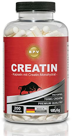 CREATIN MONOHYDRAT 200 gélules – Dosage le plus élevé 4640 mg portion quotidienne – 100 % monohydrate de créatine de haute qualité – Idéal pour les charges intenses courtes