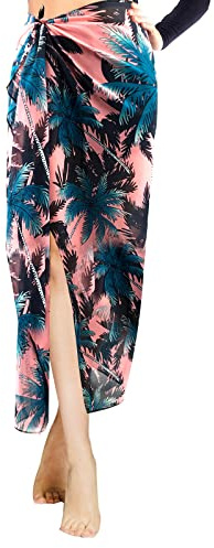 EQLEF Pareos Playa Mujer, Long Beach Wrap Coconut Tree Printed Bikini Gasa Wrap Snow Bikini Skirt Travel Swimming Summer Beach Swimming Pool