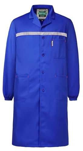 Yukirtiq Batas de Laboratorio Hombre Manga Larga Camisas para Trabajos Taller Chaqueta de Trabajo de Botones Almacén Ropa de Trabajo, Azul, M