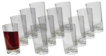 Provance 12 x Pisa Shot Glasses 50ml Tequila Schnapps Grain Grappa Vodka Liqueur Glass Party Slanted Angled Wave Base Dishwasher Safe