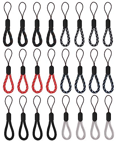 Cobee Correa de muñeca pequeña, 4.72 pulgadas, ajustable, correa de nailon para dedos, correa de mano portátil para teléfono celular, cámara, llaves, unidades flash USB (6 colores, 24 piezas)