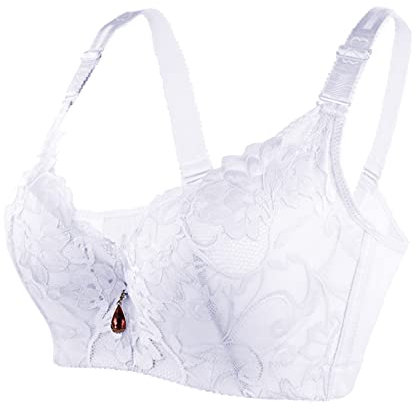 Prime Deals See Through Back Strap Bra Bra with Silicone Strap Womens Plus Size Bras Front Closing Bras Women of The Day Under Wired Bras Women Clearance Bargains White