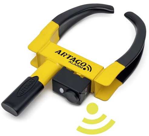 ARTAGO ART872 Hochwertige Radkralle 2in1 Ohne/Mit Alarm 120dB+LED, Die Sicherste Parkkralle, Patentiert, Rostgeschützt, Wegfahrsperre Reifenkralle für Auto Wohnmobil Wohnwagen Anhänger