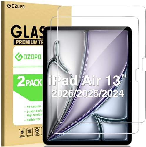 GOZOPO Protection Écran pour iPad Air 13 Pouces (2026/2025/2024, M4/M3/M2), Anti-Rayures Film en Verre Trempé