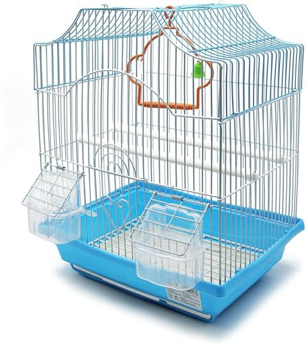 BPS Vogelkäfig, Wellensittich, Kanarienvogel, mit Futternapf, Tränke, Springen, Sitzauflagen, zufällige Farbe, BPS-1187 x 1