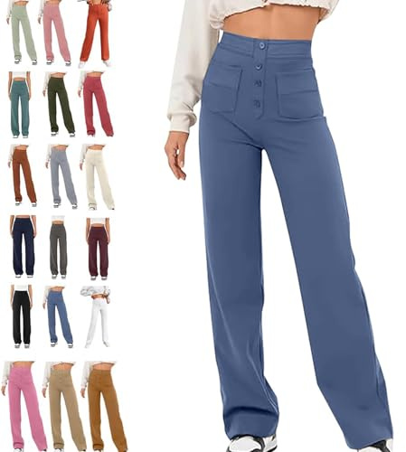 Avanise Decalori Flexipants - Women's Casual High Waist Stretch Pants,High Waisted Elastic Casual Pants,Straight Leg Pants,Straight Leg Flexipants Women (Blue,M)