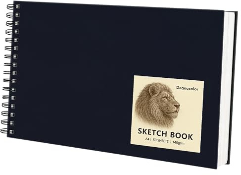 DagouColor Quaderno da Disegno Schizzo, 1 Pack, 50 Fogli (100 Pagine), A4 Spiral Carta da Disegno Senza Acido, 140GSM Sketch Pad per Artisti Principianti Adulti Bambin