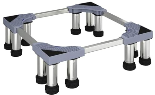 vidaXL Waschmaschinensockel Grau 67 x 67 x 21,5 cm Edelstahl, Badezimmer, moderner, robuster Waschmaschinen-Ständer, verstellbare Basis, quadratische Geräte-Plattform für die Waschküche