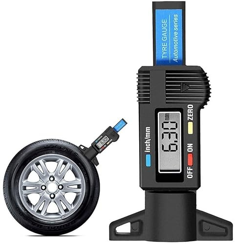 Tafunkun Portable Digital Tyre Tread Depth Gauge, 0-25.4mm/1 Inch Tread Depth Checker, Easy-to-Read Display for Cars, Trucks