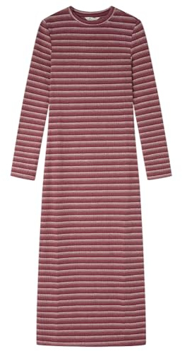 Springfield Midi LS Pink Stripes Gradient Rib Dress, Wine, XL Mujer
