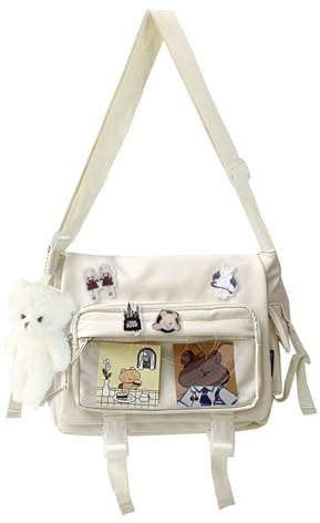 HuiYStar Sac bandoulière Kawaii Ita Bag pour Femmes avec Pin et Pendentif–Sac Messager Japonais Y2K Sac à Épaule