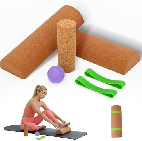 Corcho Pie Tabla de Equilibrio Set Tobillos Entrenador Cork Foot Balance Board Pies Rodillo Tronco Propioceptivo para Equilibrio, Estabilidad y Pies Fortalecimiento