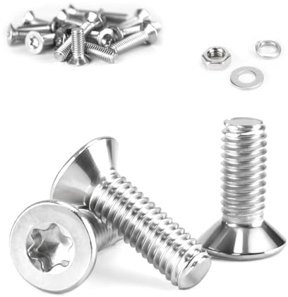 40 sett M6 skruvar, sett med M6 x 20 mm försänkta skruvar och muttrar, rostfritt stål Torx-skruvsatser, maskinskruvar med brickor, för maskiner, apparater, möbler (40, M6*20mm)