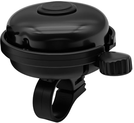 CKANDAY Classic Bike Bell for Adults, Aluminum Bicycle Bell with Loud Crisp Clear Sound, Bicycle Horn Right Hand Use, Easy to Install Cycling Accessories for Mountain Road and Commuter Safety, Black