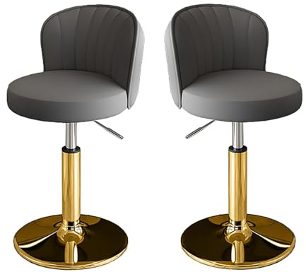 Moderna Barstolar I Metall Med Bänkhöjd, Snurrpall Konstläder Ryggstöd, Justerbar Köksö(Dark Gray B,Low)