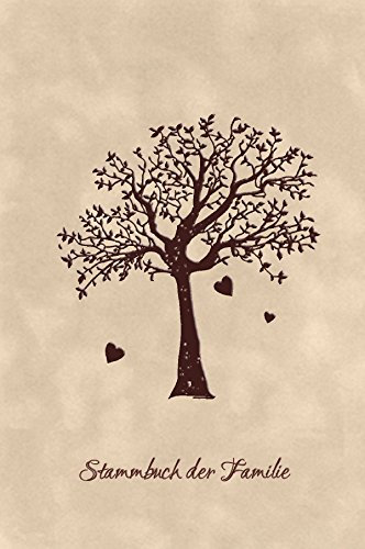 Stammbuch der Familie Familien-Ancestry-Album, cremefarben, Velours, geprägter Druck in Braun, Stammbuch der Familie, A5-Format, Stammbaum-Album, deutsche Version.