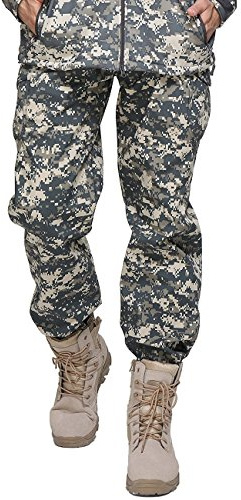 YFNT Softshell-fleecefodrade byxor för män, taktiska, militära, kamouflagebyxor