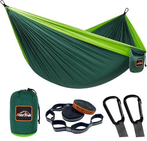 AnorTrek Camping Hängematte, superleichte tragbare Fallschirm Hängematte mit Zwei Baumgurten Einzel oder Doppel Nylon Reisebaum Hängematten